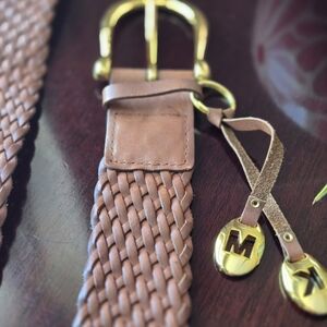 Michael Kors Tan Woven Belt with Gold Buckle